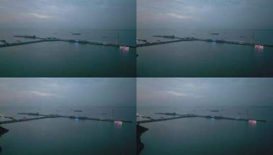 航拍上海吴淞口国际邮轮港港口码头高清在线视频素材下载