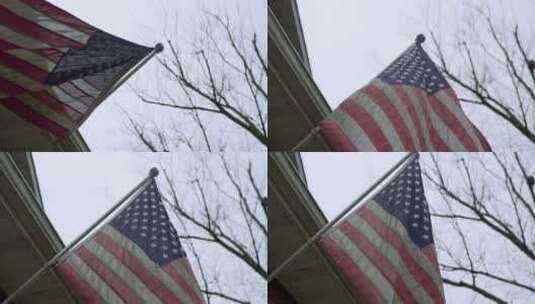 微风吹动美国国旗高清在线视频素材下载