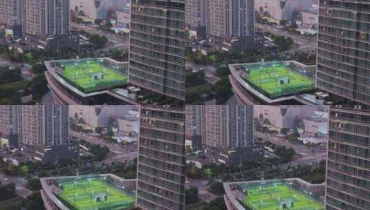 航拍上海三迪凯悦酒店快网网球俱乐部球场高清在线视频素材下载