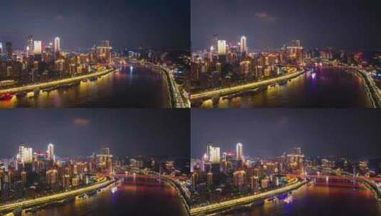 重庆城市夜景航拍延时高清在线视频素材下载