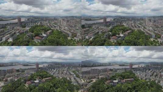 浙江温州双塔地标建筑航拍高清在线视频素材下载