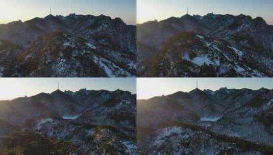 黄山丹霞峰峰顶雪景高清在线视频素材下载