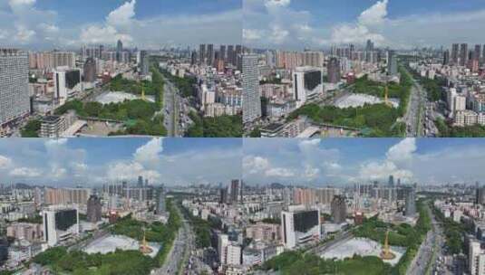 深圳创业立交新安广场航拍高清在线视频素材下载
