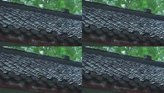 古建筑屋檐下雨高清在线视频素材下载