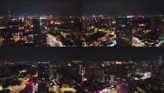 4K-昆明地铁大厦夜景，昆明北京路航拍高清在线视频素材下载