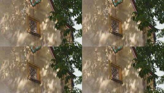 古建筑老宅墙面老房子屋檐树叶树影光影意境高清在线视频素材下载