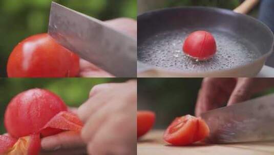 开水烫西红柿去皮步骤高清在线视频素材下载