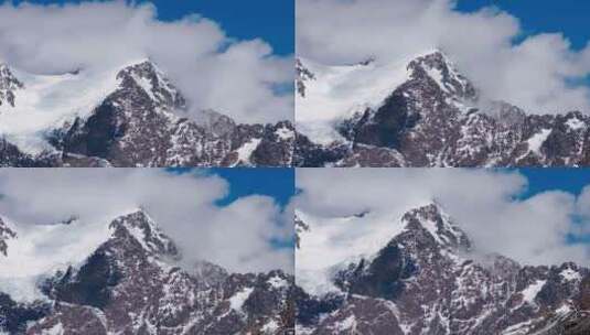 航拍天山的冰川高清在线视频素材下载