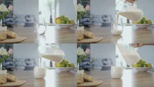 奶牛杯子奶茶牛奶粉倒牛奶牛奶流体牛奶牛奶高清在线视频素材下载