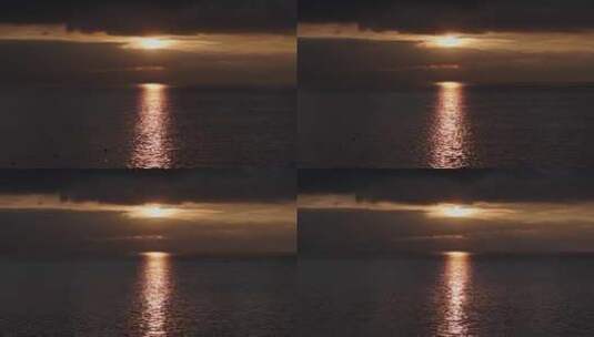 迎着阳光 湖泊的日出日落高清在线视频素材下载