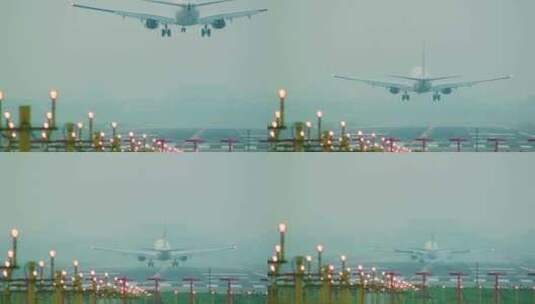 清晨飞机场 机场飞机降落高清在线视频素材下载