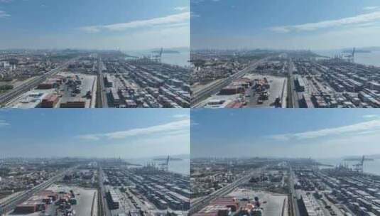 厦门港口航拍远海码头集装箱国际贸易码头高清在线视频素材下载