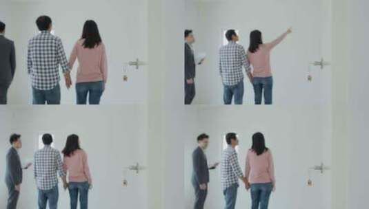 男女牵手背影钥匙链暗示看房情节高清在线视频素材下载