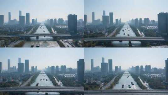 无锡城市风光京杭大运河航拍延时摄影高清在线视频素材下载
