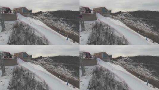 高山滑雪场滑雪爱好者高清在线视频素材下载