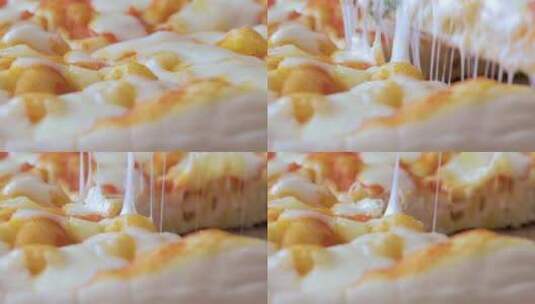 特写切分鲜艳美味的披萨高清在线视频素材下载