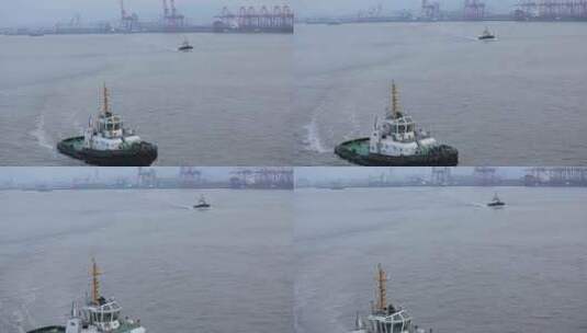 宁波港口 拖船高清在线视频素材下载