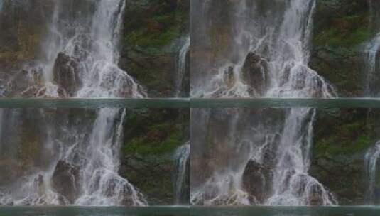 瀑布流水水流岩壁苔藓高清在线视频素材下载