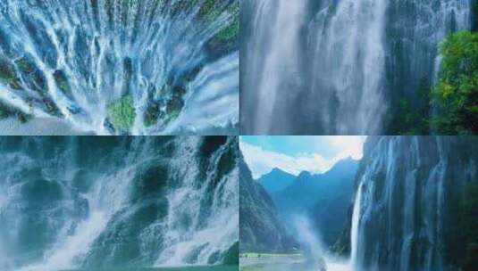 瀑布自然风光大美中国景区宣传旅游流水高清在线视频素材下载
