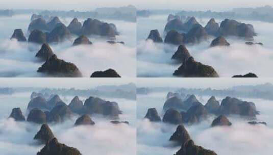 桂林漓江山水日出云海大气日出航拍高清在线视频素材下载