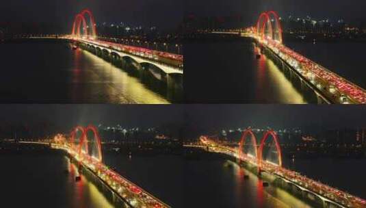 航拍之江大桥夜景高清在线视频素材下载