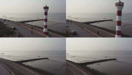 独立在海边的灯塔高清在线视频素材下载