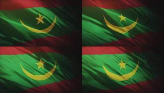毛里塔尼亚国旗挥舞-4K高清在线视频素材下载