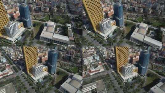 地拉那的天际线：一座城市的发展，高塔围绕高清在线视频素材下载