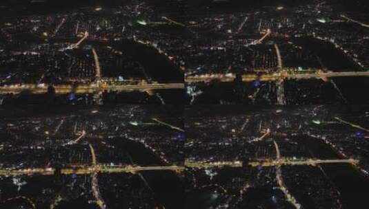广州从化区夜景航拍从化大道夜晚道路车流高清在线视频素材下载