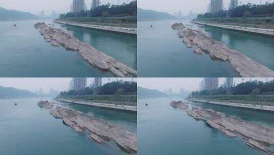 航拍城市长江流域高清在线视频素材下载