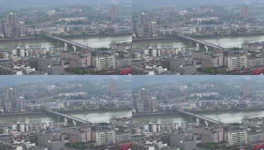 广元城市河流建筑车流高清在线视频素材下载