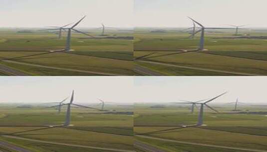 特写建立在平原上的风力发电机高清在线视频素材下载