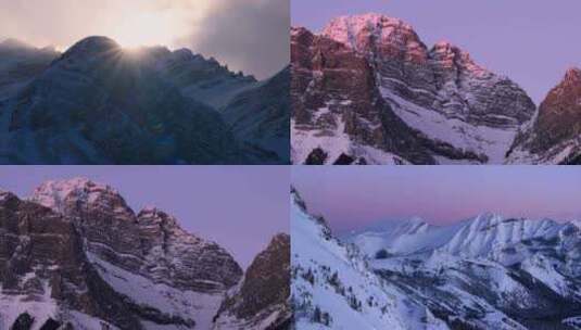 新疆伊犁雪山日出日落延时冬天雪景高清在线视频素材下载