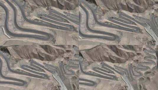 无人机航拍新疆盘龙古道沿路地质地貌景观高清在线视频素材下载
