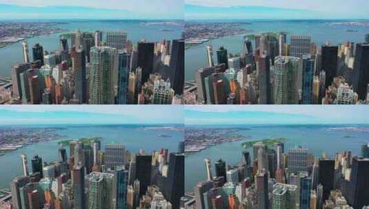 纽约市曼哈顿的摩天大楼和建筑物天际线高清在线视频素材下载