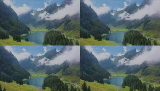 瑞士欧洲阿尔卑斯山脉中美丽的山湖Seea高清在线视频素材下载