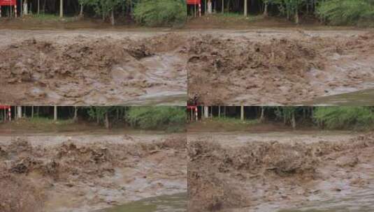 实拍暴雨后洪水 山洪  泥石流高清在线视频素材下载