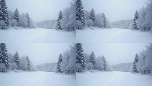 冬季皑皑白雪唯美雪景4k舞台粒子活动背景高清在线视频素材下载