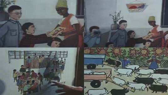 上世纪70年代宣传画展览高清在线视频素材下载