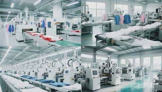 4K 服装厂机器人作业机械臂人工智能高清在线视频素材下载