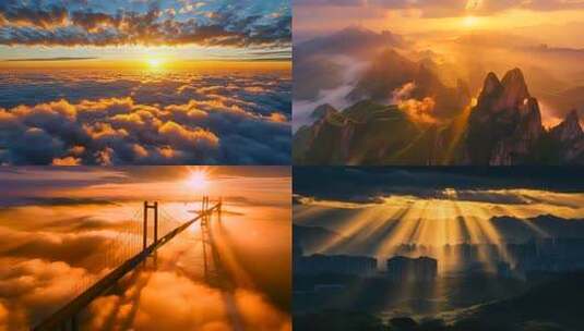 多场景唯美日出日落夕阳朝阳黄昏合集高清在线视频素材下载