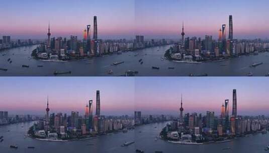 上海陆家嘴金融城东方明珠外滩日落航拍4K高清在线视频素材下载