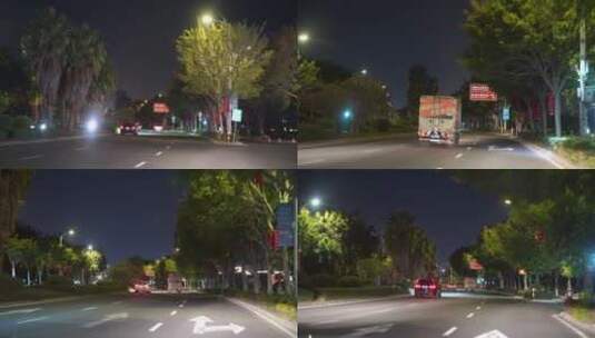 夜晚开车视频晚上驾驶汽车辆行车记录仪视角高清在线视频素材下载