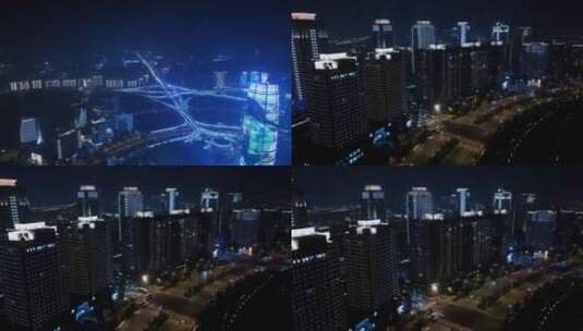 郑州CBD会展中心大玉米 夜景 航拍 (2)高清在线视频素材下载