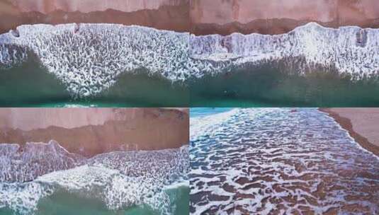 航拍海浪浪花拍打沙滩高清在线视频素材下载