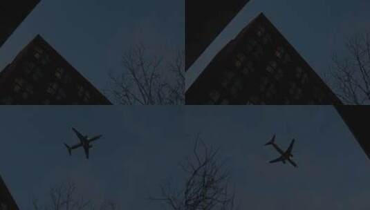 飞机楼顶飞过高清在线视频素材下载
