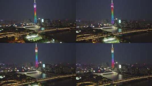 广州城市夜景广州塔小蛮腰高清在线视频素材下载