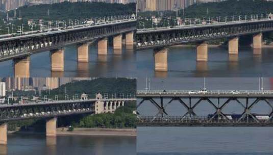 武汉长江大桥和谐号高清在线视频素材下载