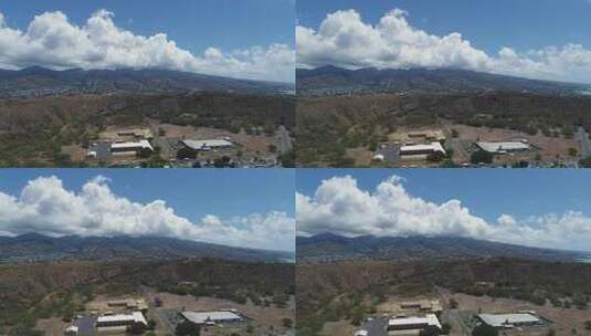 朝向Ko Olina的天桥工厂综合体全景景观，山脉背景，夏威夷高清在线视频素材下载