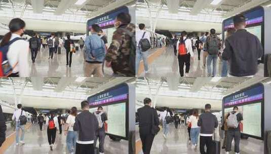 上海虹桥站火车站出站口高清在线视频素材下载